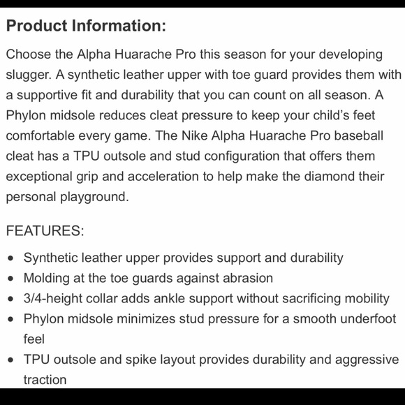 LAST 1 NWT Nike Huarache Pro Mid Baseball Cleats - Picture 9 of 9